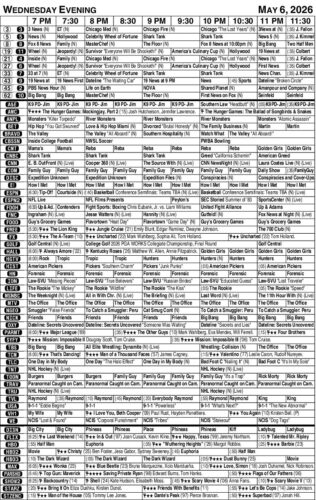 Wednesday evening TV listings